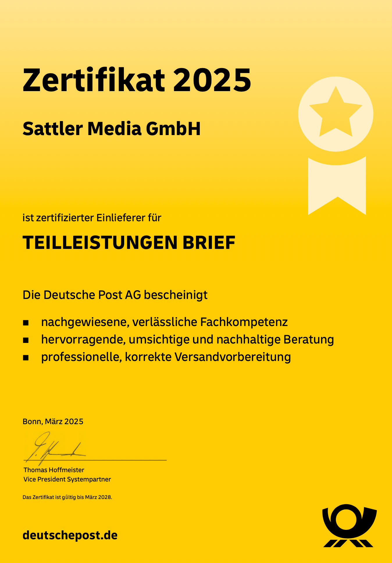 Certificate “Partial performance letter”