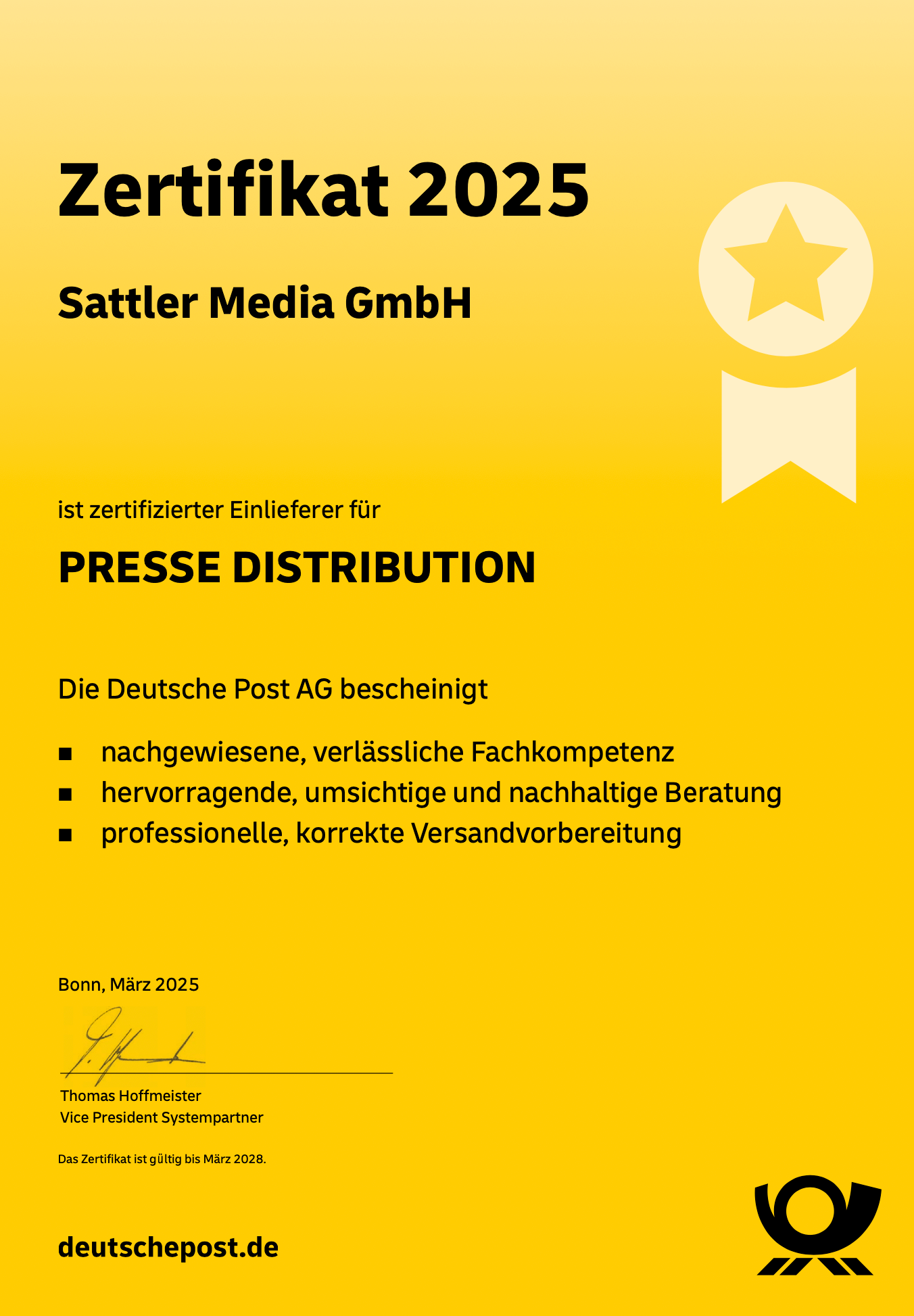 Press Distribution” certificate